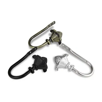 Rod Desyne Decorative Holdbacks With Bloom Finials In White