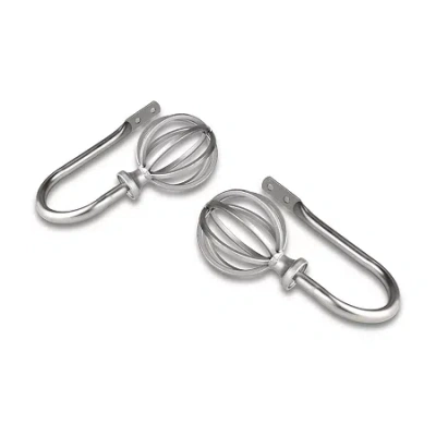 Rod Desyne Decorative Holdbacks With Cage Finials In White