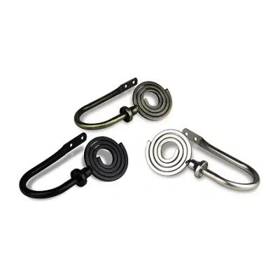 Rod Desyne Decorative Holdbacks With Coil Finials In White