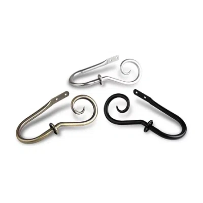 Rod Desyne Decorative Holdbacks With Curl Finial In White