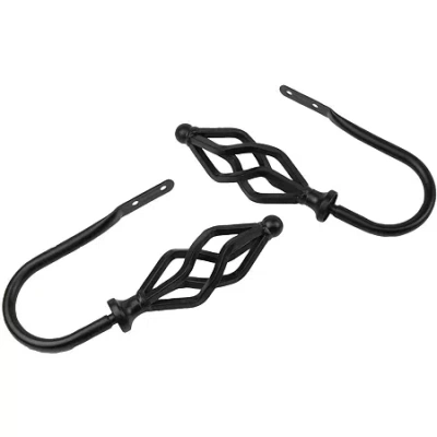 Rod Desyne Decorative Holdbacks With Marquise Finials In Black