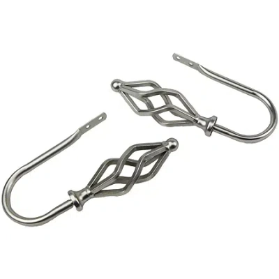 Rod Desyne Decorative Holdbacks With Marquise Finials In White