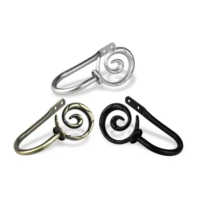 Rod Desyne Decorative Holdbacks With Spiral Finials In White