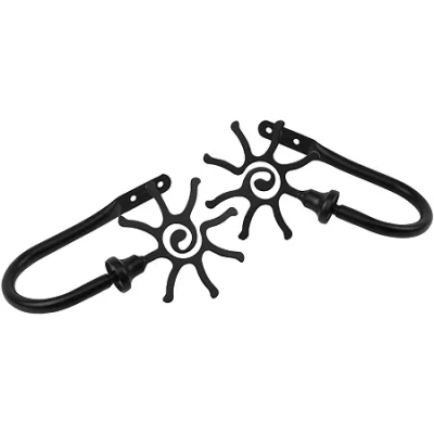 Rod Desyne Decorative Holdbacks With Sun Finial In Black