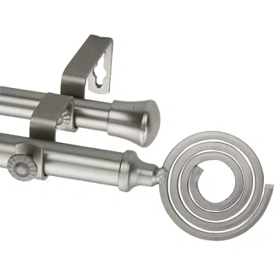 Rod Desyne Double 13/16" Adjustable Curtain Rod With Coil Finials In White