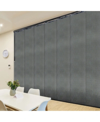 Rod Desyne Dove Blind 7-panel Single Rail Panel Track Extendable 110"-153"w X 94"h, Panel Width 23.5" In Black