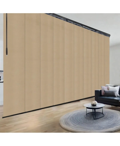 Rod Desyne Dunmore Cream Blind 10-panel Double Rail Panel Track Extendable 120"-218"w X 94"h, Panel Width 23.5" In Black