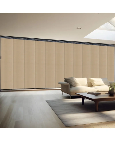 Rod Desyne Dunmore Cream Blind 12-panel Double Rail Panel Track Extendable 140"-260"w X 94"h, Panel Width 23.5" In Black