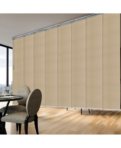 Rod Desyne Dunmore Cream Blind 8-panel Double Rail Panel Track Extendable 130"-175"w X 94"h, Panel Width 23.5" In Satin Nickel