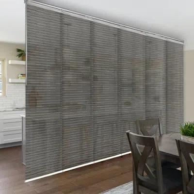 Rod Desyne Dusky Filigire Semi-sheer Vertical Blind In Satin Nickel