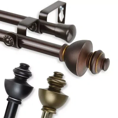 Rod Desyne Dynasty 13/16" Adjustable Double Curtain Rod In Black