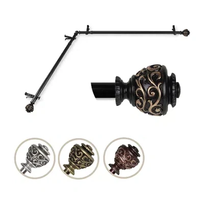 Rod Desyne Eleanor Corner 3/4 In Adjustable Curtain Rod In Black