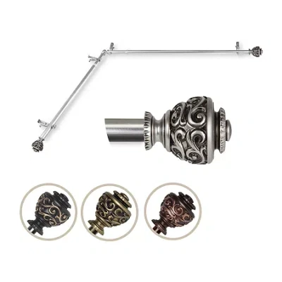Rod Desyne Eleanor Corner 3/4 In Adjustable Curtain Rod In Silver