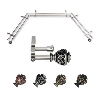 Rod Desyne Eleanor Double Bay Window Rod In Silver