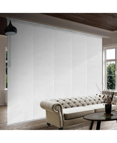 Rod Desyne Embroidered Chiffon Blind 5-panel Single Rail Panel Track Extendable 58"-110"w X 94"h, Panel Width 2 In White