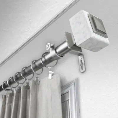 Rod Desyne Estelle Single Curtain Rod In Satin Nickel