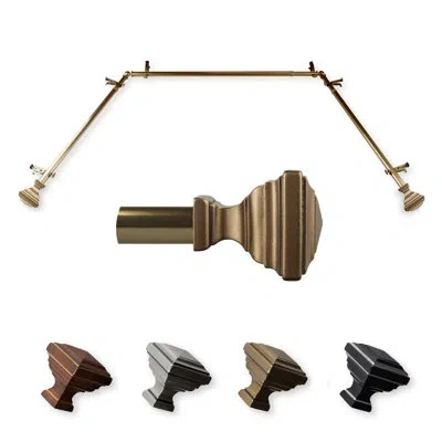 Rod Desyne Eudora 13/16" Bay Window Curtain Rod In Antique Brass