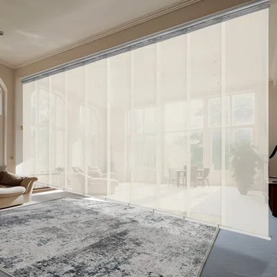 Rod Desyne Extendable Semi-sheer Vertical Blind In Satin Nickel