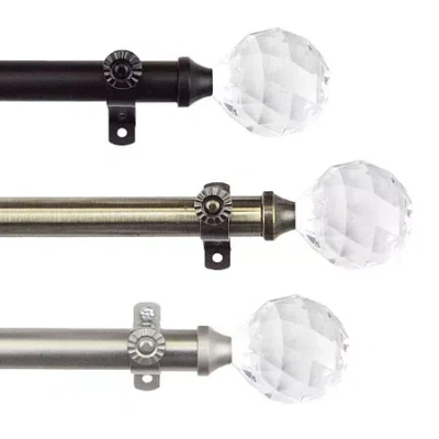 Rod Desyne Faceted 3/4 In Adjustable Curtain Rod In Silver