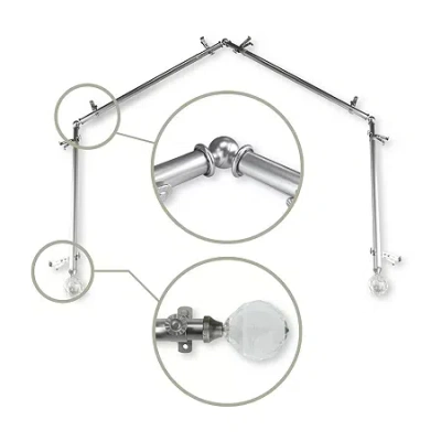 Rod Desyne Faceted 4 Sided Bay Window Rod In Silver