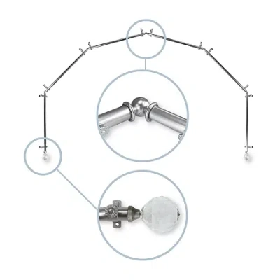 Rod Desyne Faceted 6 Sided Bay Window Rod In Silver