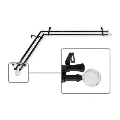 Rod Desyne Faceted Corner Double Curtain Rod In Black