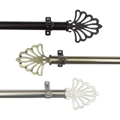 Rod Desyne Fan 3/4 In Adjustable Curtain Rod In Silver