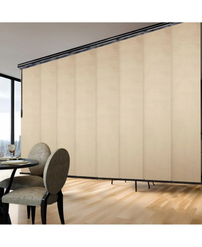 Rod Desyne Flax Gold Blind 8-panel Double Rail Panel Track Extendable 130"-175"w X 94"h, Panel Width 23.5" In Black