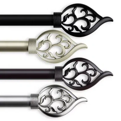 Rod Desyne Flora 1" Adjustable Curtain Rod In Black