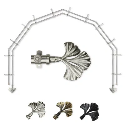 Rod Desyne Fortune 13/16 6 Sided Double Bay Window Curtain Rod In Black