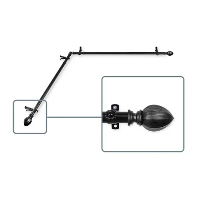 Rod Desyne Garnet Corner Window 3/4 In Adjustable Curtain Rod In Black