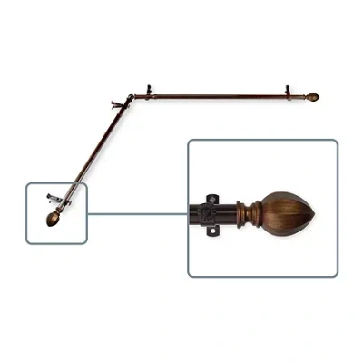 Rod Desyne Garnet Corner Window 3/4 In Adjustable Curtain Rod In Brown