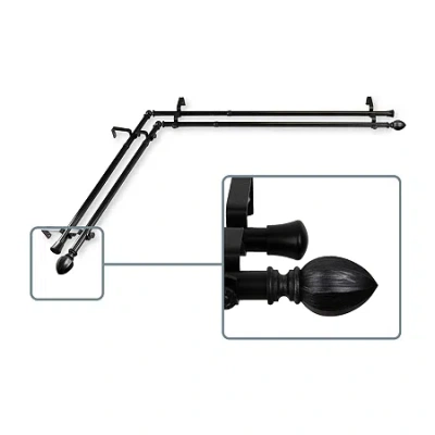 Rod Desyne Garnet Corner Window Double Curtain Rod In Black