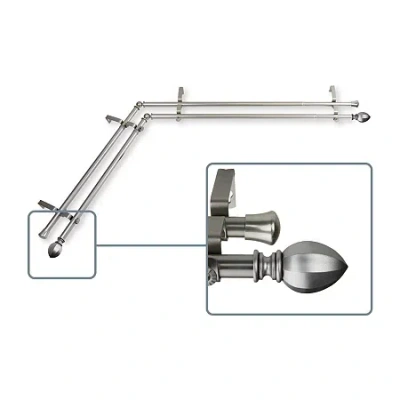 Rod Desyne Garnet Corner Window Double Curtain Rod In Silver