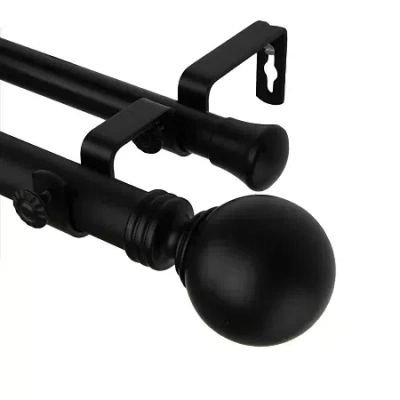 Rod Desyne Globe 1" Adjustable Double Curtain Rod In Black