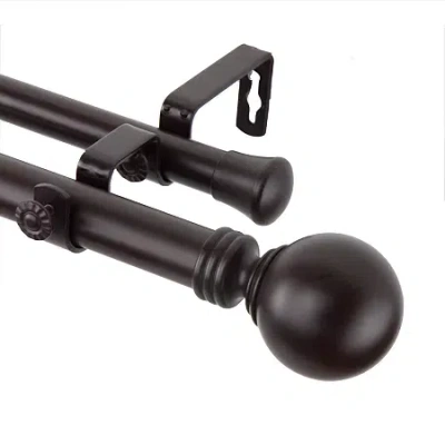 Rod Desyne Globe 1" Adjustable Double Curtain Rod In Brown