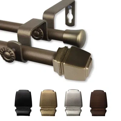 Rod Desyne Jasur Double Curtain Rod 5/8 Inch Dia In Black