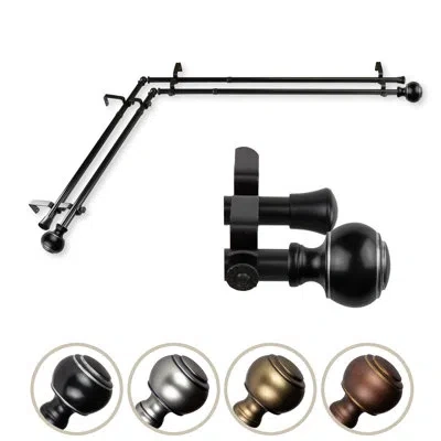Rod Desyne Jaylin Corner Window Double Curtain Rod 13/16 Inch Dia In Black