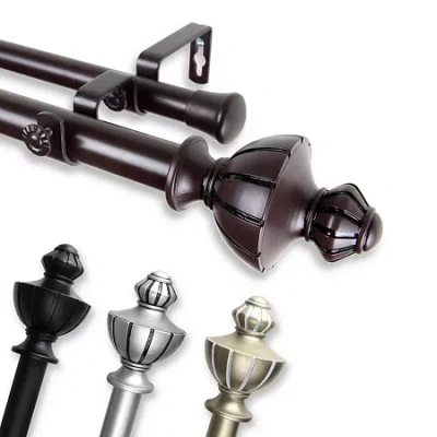 Rod Desyne Jerome 1" Double Adjustable Curtain Rod In Black
