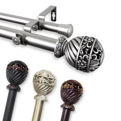 Rod Desyne Lanette 1" Adjustable Double Curtain Rod In Black