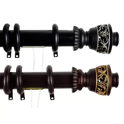 Rod Desyne Lattice Traverse Adjustable Curtain Rod In Black