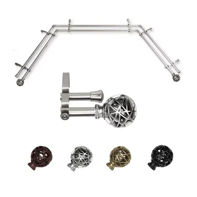 Rod Desyne Leanette Double Bay Window Rod In Silver