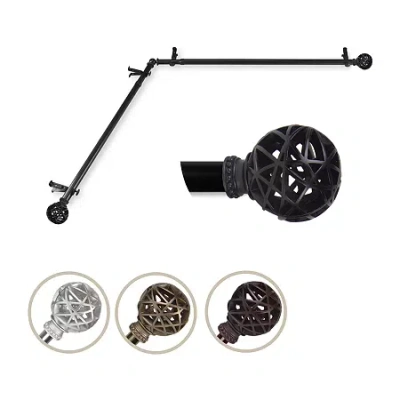 Rod Desyne Leannette Corner 3/4 In Adjustable Curtain Rod In Black