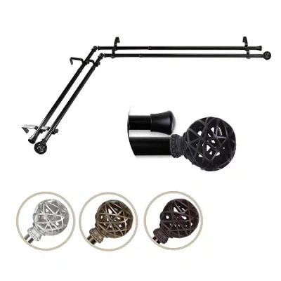 Rod Desyne Leannette Corner Double Curtain Rod In Black