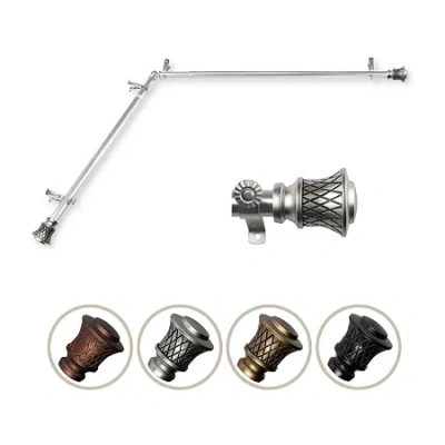 Rod Desyne Lennart Corner 3/4 In Adjustable Curtain Rod In Silver