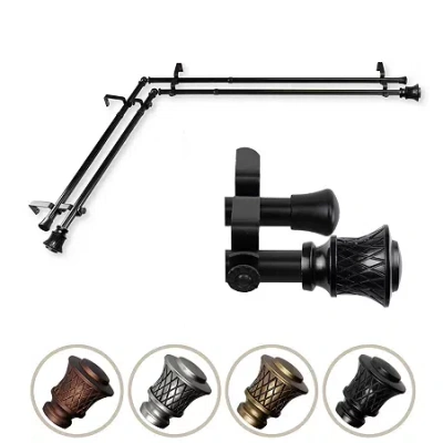 Rod Desyne Lennart Corner Double Curtain Rod In Black