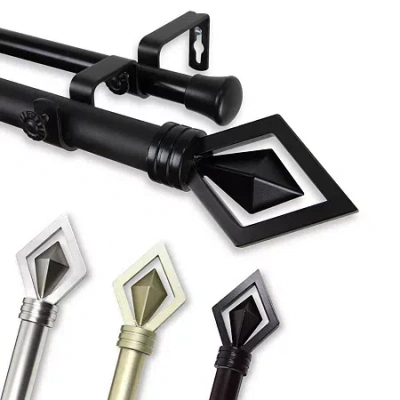 Rod Desyne Lenore 1" Adjustable Double Curtain Rod In Black