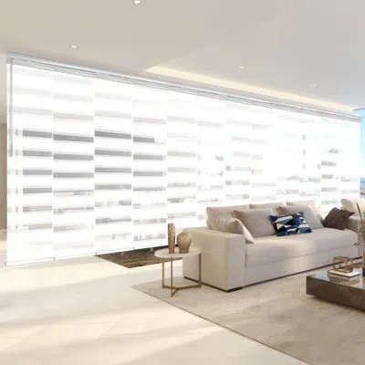 Rod Desyne Macadamia 12-panel Double Rail White Panel Track Extendable 140-260"w X 94"h, Panel Width 23.5"
