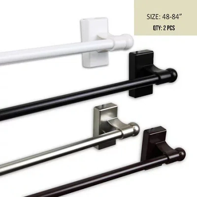Rod Desyne Magnetic 7/16 In Adjustable Curtain Rod In Black
