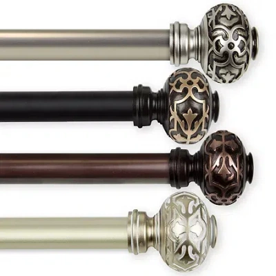 Rod Desyne Maple 1 In Adjustable Curtain Rod In Silver